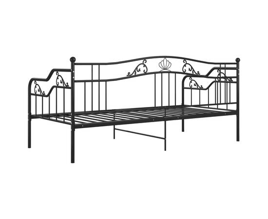 Cadru de pat canapea, negru, 90x200 cm, metal, 7 image