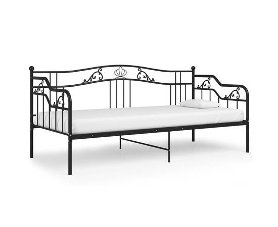 Cadru de pat canapea, negru, 90x200 cm, metal, 2 image