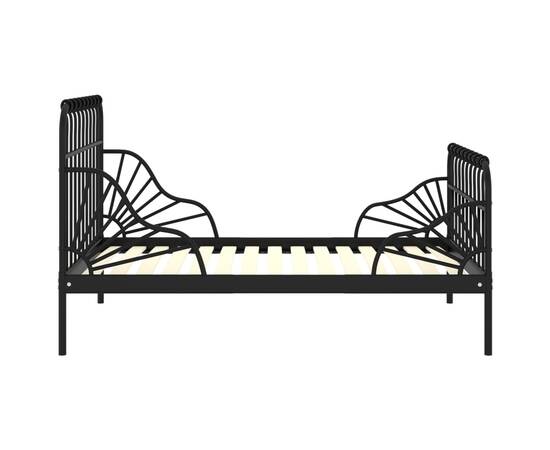 Cadru de pat extensibil, negru, 80x130/200 cm, metal, 3 image