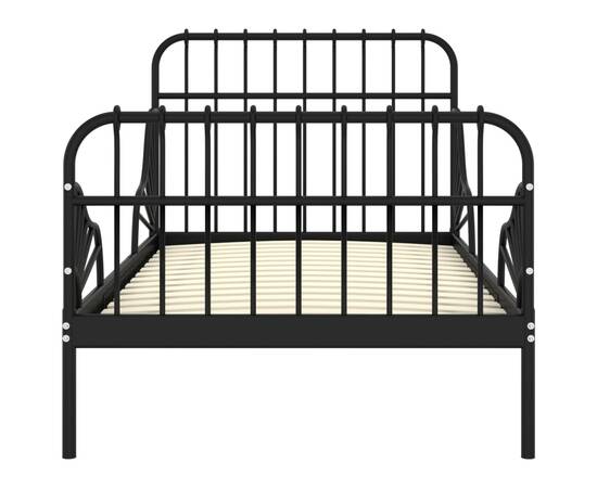 Cadru de pat extensibil, negru, 80x130/200 cm, metal, 4 image