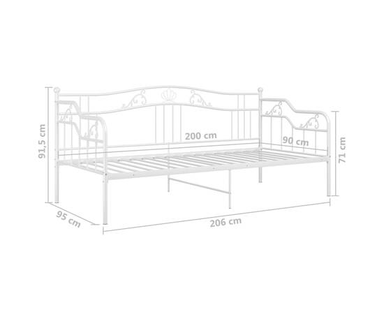 Cadru pat canapea, alb, 90x200 cm, metal, 10 image