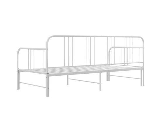 Cadru pat canapea extensibilă, alb, 90 x 200 cm, metal, 7 image