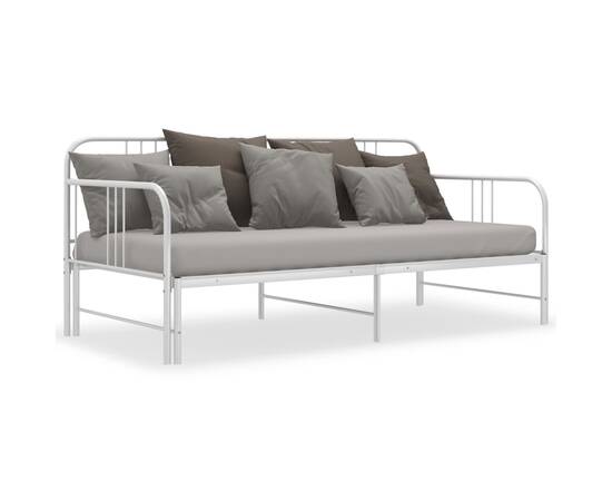 Cadru pat canapea extensibilă, alb, 90 x 200 cm, metal, 2 image