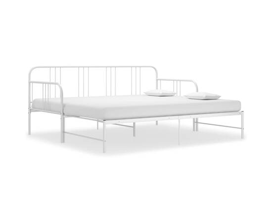 Cadru pat canapea extensibilă, alb, 90 x 200 cm, metal, 3 image