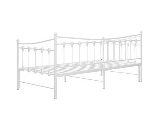 Cadru pat canapea extensibilă, alb, 90x200 cm, metal, 9 image