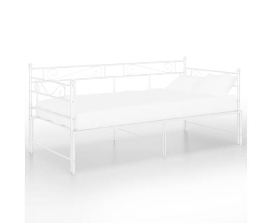 Cadru pat canapea extensibilă, alb, 90x200 cm, metal, 2 image