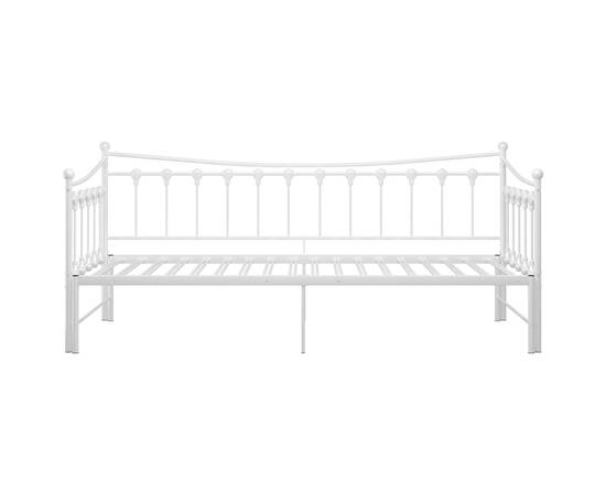 Cadru pat canapea extensibilă, alb, 90x200 cm, metal, 7 image