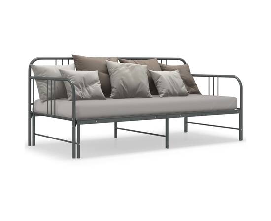 Cadru pat canapea extensibilă, gri, 90 x 200 cm, metal, 2 image