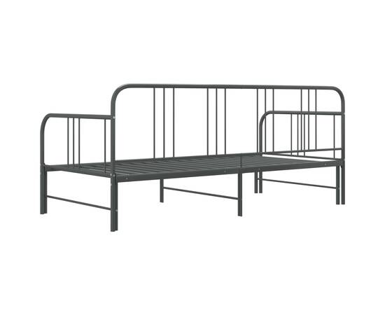 Cadru pat canapea extensibilă, gri, 90 x 200 cm, metal, 7 image