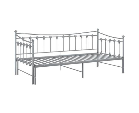 Cadru pat canapea extensibilă, gri, 90x200 cm, metal, 6 image