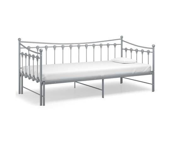 Cadru pat canapea extensibilă, gri, 90x200 cm, metal, 3 image