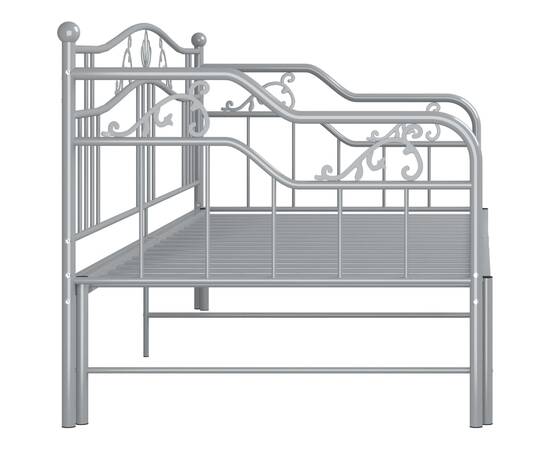 Cadru pat canapea extensibilă, gri, 90x200 cm, metal, 9 image