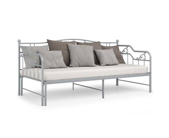 Cadru pat canapea extensibilă, gri, 90x200 cm, metal, 5 image