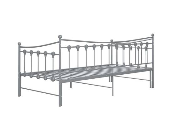 Cadru pat canapea extensibilă, gri, 90x200 cm, metal, 10 image
