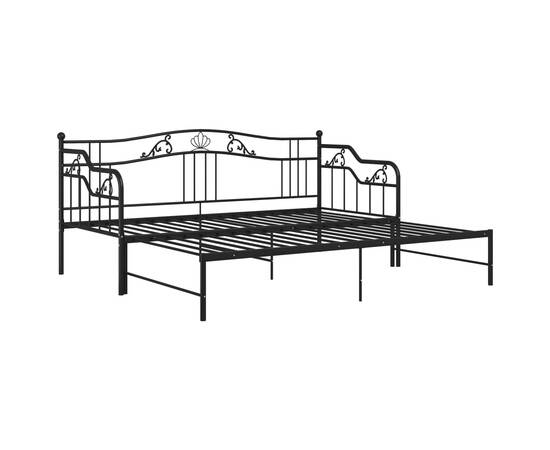 Cadru pat canapea extensibilă, negru, 90x200 cm, metal, 7 image