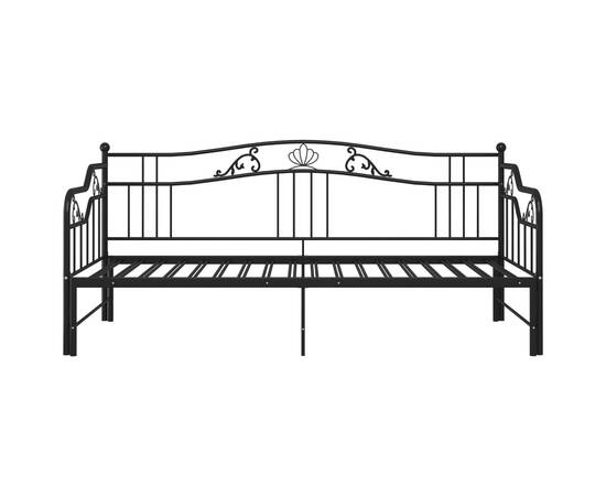 Cadru pat canapea extensibilă, negru, 90x200 cm, metal, 8 image
