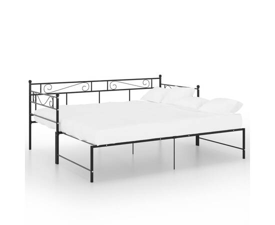Cadru pat canapea extensibilă, negru, 90x200 cm, metal, 3 image