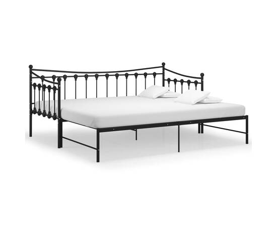Cadru pat canapea extensibilă, negru, 90x200 cm, metal, 2 image