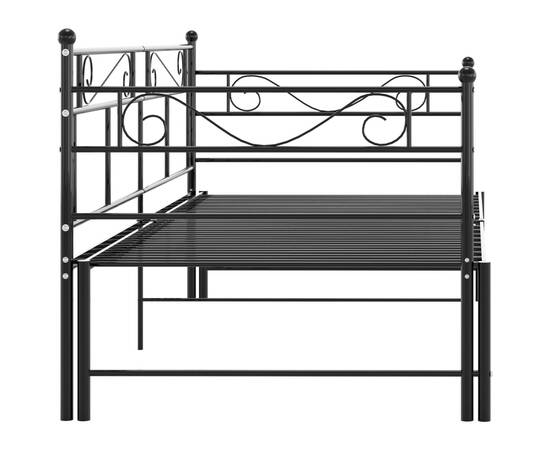 Cadru pat canapea extensibilă, negru, 90x200 cm, metal, 8 image