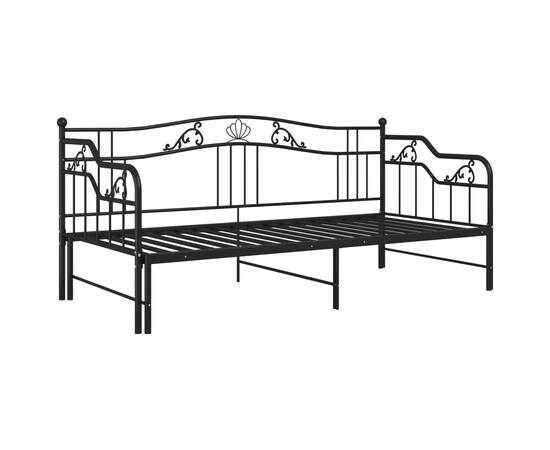 Cadru pat canapea extensibilă, negru, 90x200 cm, metal, 6 image