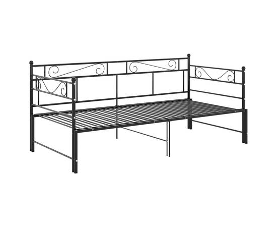 Cadru pat canapea extensibilă, negru, 90x200 cm, metal, 6 image