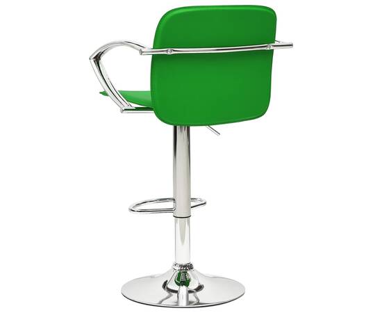 Scaune de bar , 2 buc., verde, piele ecologică, 4 image