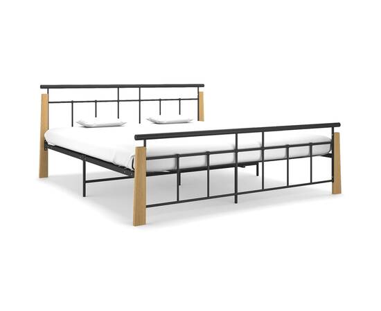 Cadru de pat, 180x200 cm, metal și lemn masiv stejar