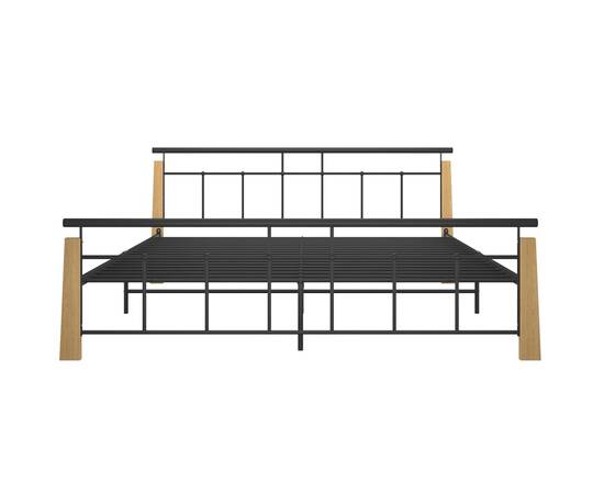Cadru de pat, 180x200 cm, metal și lemn masiv stejar, 3 image