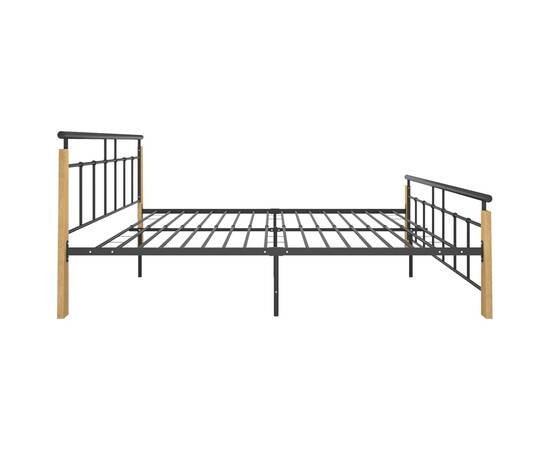 Cadru de pat, 180x200 cm, metal și lemn masiv stejar, 4 image