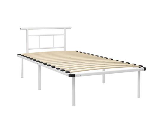 Cadru de pat, alb, 100 x 200 cm, metal, 2 image