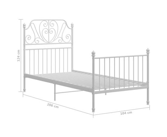 Cadru de pat, alb, 100x200 cm, metal și placaj, 6 image