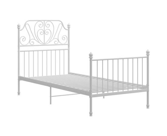 Cadru de pat, alb, 100x200 cm, metal și placaj, 2 image