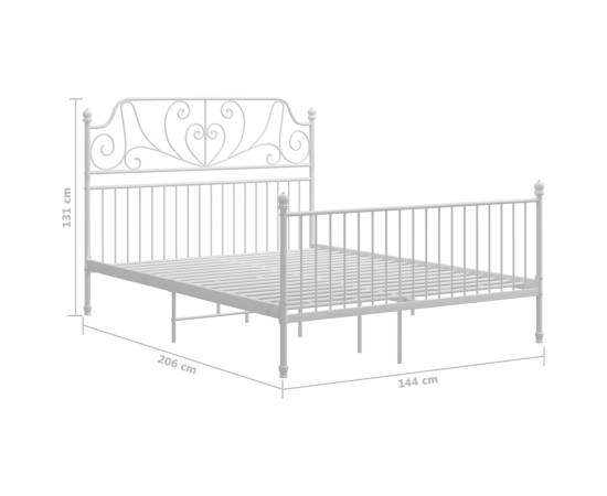 Cadru de pat, alb, 140x200 cm, metal și placaj, 6 image