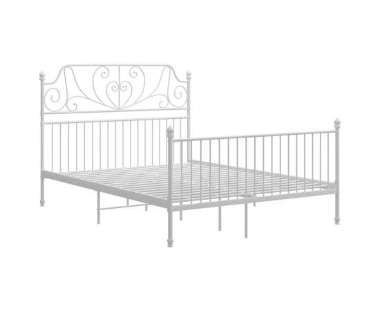 Cadru de pat, alb, 140x200 cm, metal și placaj, 2 image