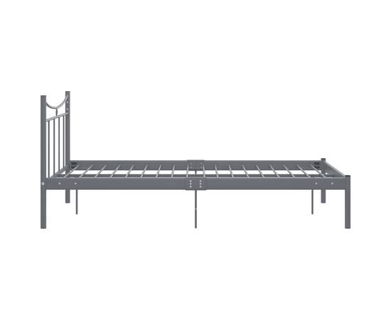 Cadru de pat, gri, 120x200 cm, metal și placaj, 4 image