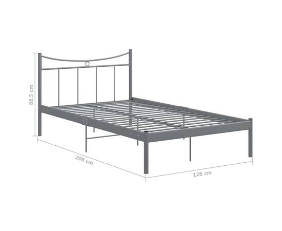 Cadru de pat, gri, 120x200 cm, metal și placaj, 6 image