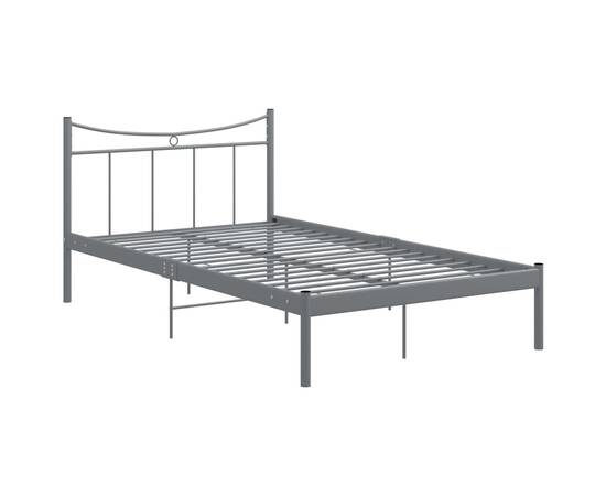 Cadru de pat, gri, 120x200 cm, metal și placaj, 2 image