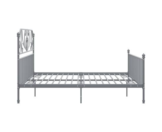 Cadru de pat, gri, 200x200 cm, metal și placaj, 4 image