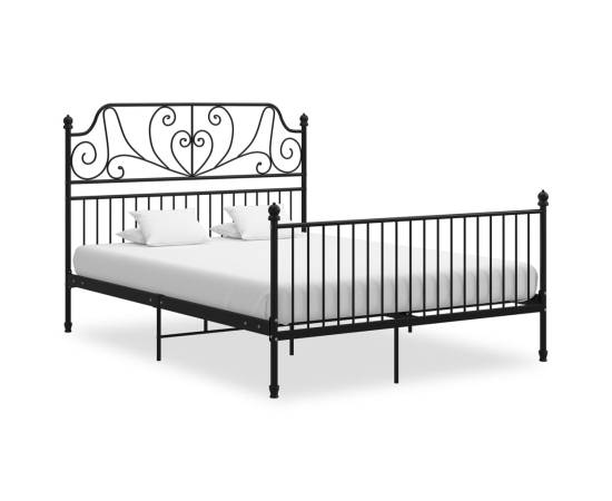 Cadru de pat, negru, 140x200 cm, metal și placaj