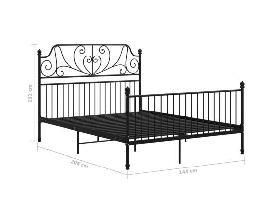 Cadru de pat, negru, 140x200 cm, metal și placaj, 2 image
