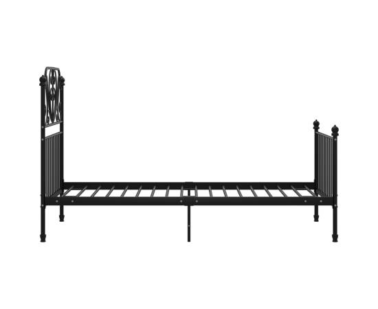 Cadru de pat, negru, 90x200 cm, metal și placaj, 4 image