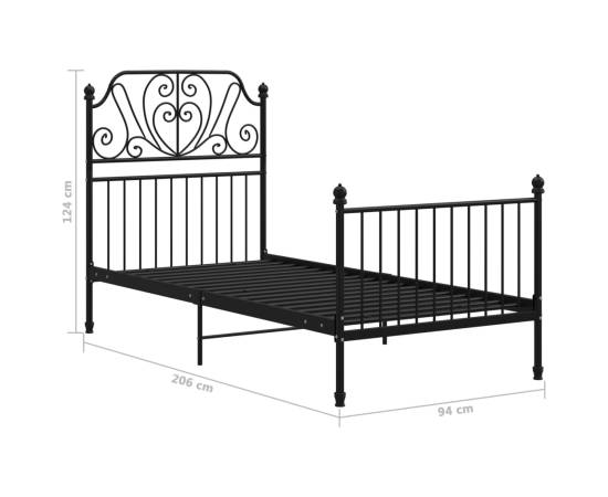 Cadru de pat, negru, 90x200 cm, metal și placaj, 6 image