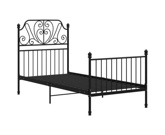 Cadru de pat, negru, 90x200 cm, metal și placaj, 2 image