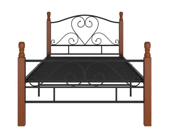 Cadru de pat, negru, 90x200 cm, metal, 3 image
