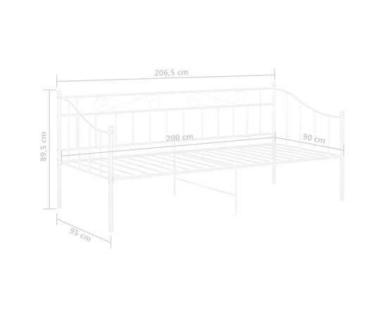 Cadru pat canapea, alb, 90x200 cm, metal, 8 image