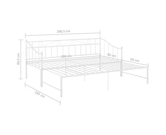 Cadru pat canapea extensibilă, alb, 90x200 cm, metal, 11 image