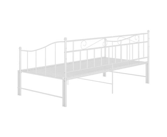 Cadru pat canapea extensibilă, alb, 90x200 cm, metal, 9 image