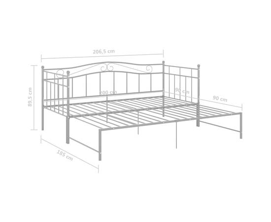 Cadru pat canapea extensibilă, gri, 90x200 cm, metal, 11 image