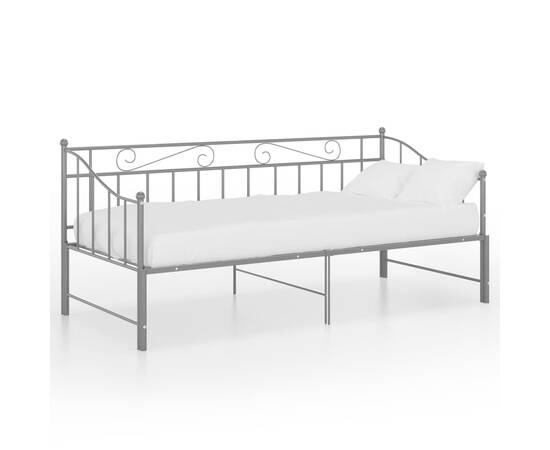 Cadru pat canapea extensibilă, gri, 90x200 cm, metal, 3 image