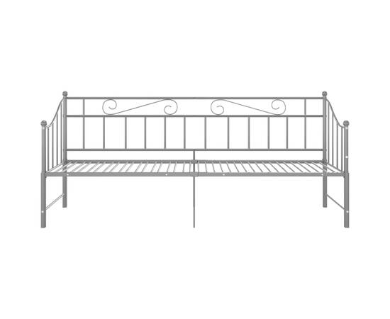 Cadru pat canapea extensibilă, gri, 90x200 cm, metal, 7 image